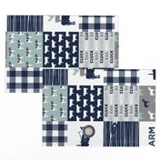 farm life - tractor wholecloth patchwork - navy and dusty blue (90)