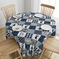 farm life - tractor wholecloth patchwork - navy and dusty blue (90)