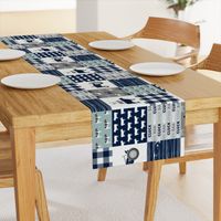 farm life - tractor wholecloth patchwork - navy and dusty blue (90)