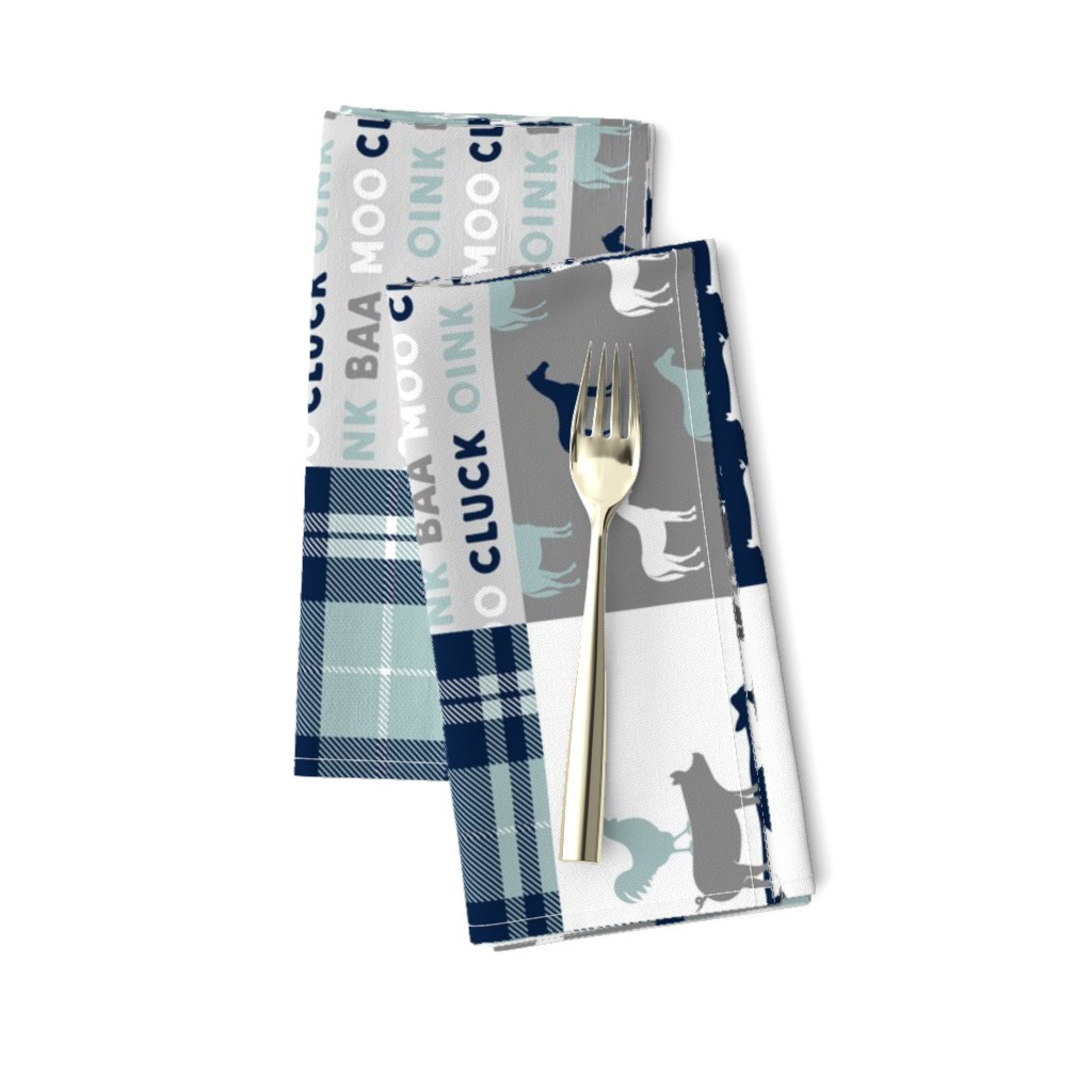 farm life - plaid wholecloth patchwork - navy and dusty blue (90) 