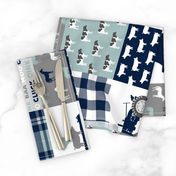 farm life - plaid wholecloth patchwork - navy and dusty blue (90) 