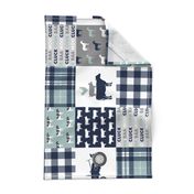 farm life - plaid wholecloth patchwork - navy and dusty blue (90) 