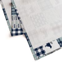 farm life - plaid wholecloth patchwork - navy and dusty blue (90) 