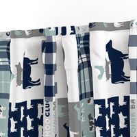 farm life - plaid wholecloth patchwork - navy and dusty blue (90) 