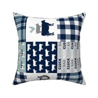 farm life - plaid wholecloth patchwork - navy and dusty blue (90) 