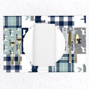 farm life - plaid wholecloth patchwork - navy and dusty blue (90) 