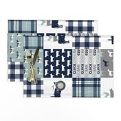 farm life - plaid wholecloth patchwork - navy and dusty blue (90) 