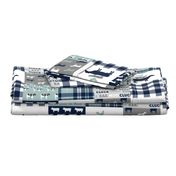 farm life - plaid wholecloth patchwork - navy and dusty blue (90) 