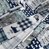 farm life - plaid wholecloth patchwork - navy and dusty blue (90) 