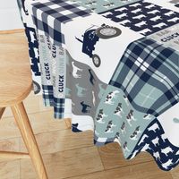 farm life - plaid wholecloth patchwork - navy and dusty blue (90) 