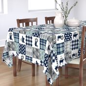 farm life - plaid wholecloth patchwork - navy and dusty blue (90) 