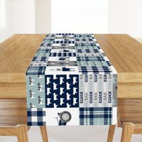 farm life - plaid wholecloth patchwork - navy and dusty blue (90) 