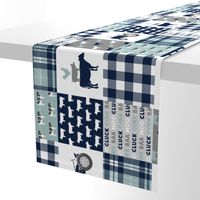 farm life - plaid wholecloth patchwork - navy and dusty blue (90) 