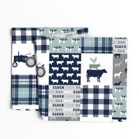 farm life - plaid wholecloth patchwork - navy and dusty blue (90) 