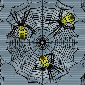 Eerie Arachnid Spider Trio / Web - Slate