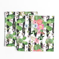 Cactus and floral Strips background