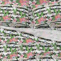 Cactus and floral Strips background