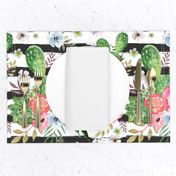 Cactus and floral Strips background