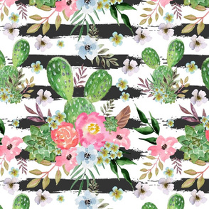 Cactus and floral Strips background