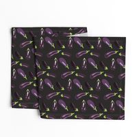 16-13E Eggplant Aubergine Vegetable Garden Purple Green Black _ Miss Chiff Designs