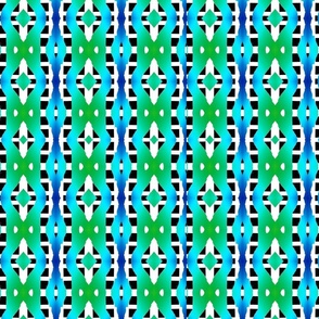 Blue Green Diamond Black White Check Weave Pattern