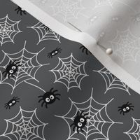 tiny spiders and webs dark grey » halloween