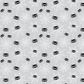 tiny spiders and webs light grey » halloween