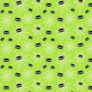 tiny spiders and webs lime green » halloween