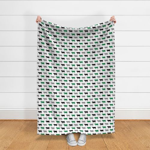 multi colored pigs - (green, black, grey) farm fabric