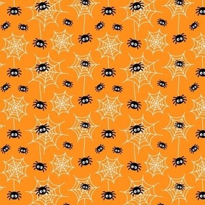 tiny spiders and webs orange » halloween
