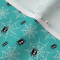 tiny spiders and webs teal » halloween