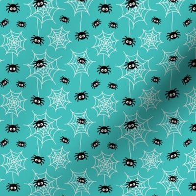 tiny spiders and webs teal » halloween
