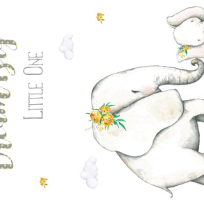 56"x36" Dream Big Little One / Yellow Floral Elephant