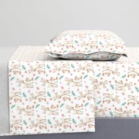 Sweet Deer & Fox - Coral Flowers Woodland Animals Baby Girl Nursery Bedding