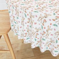 Sweet Deer & Fox - Coral Flowers Woodland Animals Baby Girl Nursery Bedding