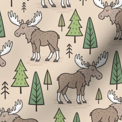 Forest Woodland Moose & Trees 