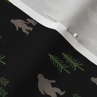 Sasquatch forest mythical animal fabric black