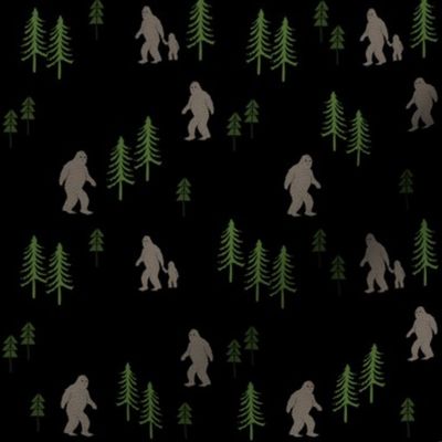 Sasquatch forest mythical animal fabric black