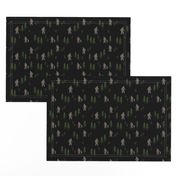 Sasquatch forest mythical animal fabric black