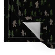 Sasquatch forest mythical animal fabric black