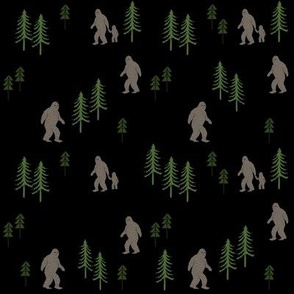 Sasquatch forest mythical animal fabric black