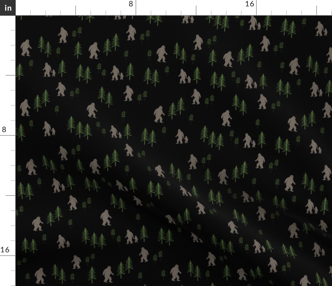 Sasquatch forest mythical animal fabric black