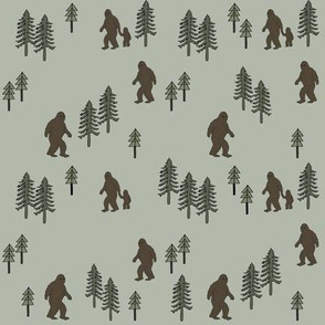 Sasquatch forest mythical animal fabric forest_green