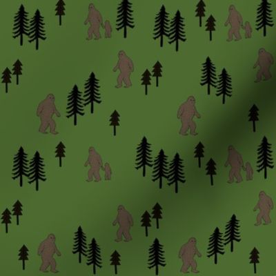Sasquatch forest mythical animal fabric green