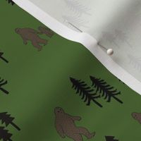 Sasquatch forest mythical animal fabric green