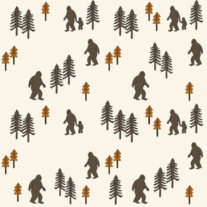 Sasquatch forest mythical animal fabric orange_brown