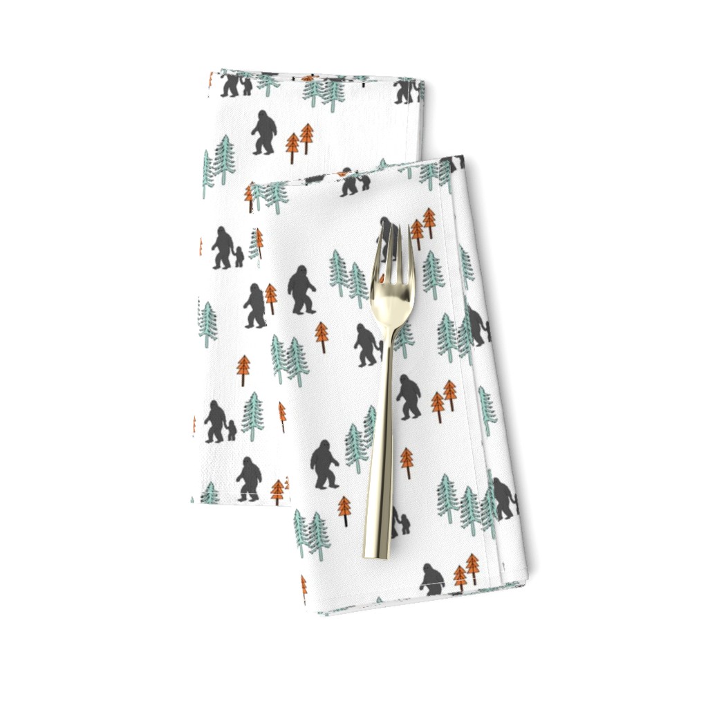 Sasquatch forest mythical animal fabric orange_mint_grey