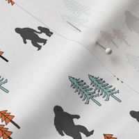 Sasquatch forest mythical animal fabric orange_mint_grey