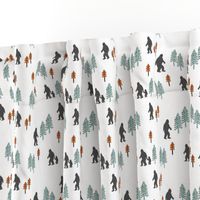 Sasquatch forest mythical animal fabric orange_mint_grey