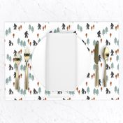 Sasquatch forest mythical animal fabric orange_mint_grey